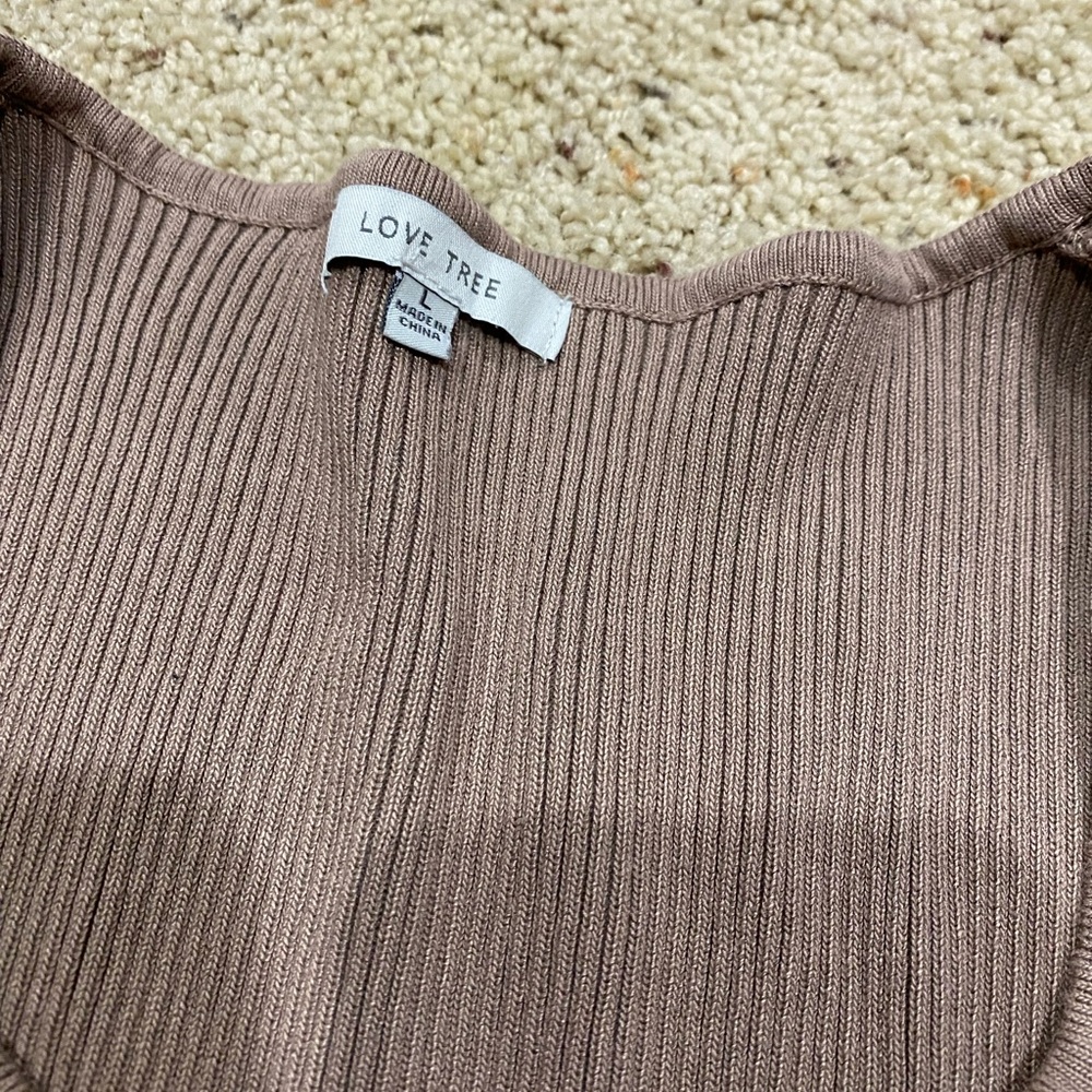 Love Tree Ribbed Bodysuit set- Green and brown- size L-281 - Picture 2 of 4